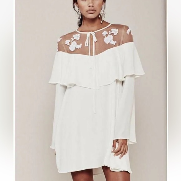 For Love & Lemons White Ruffle Mini Dress Elenora - Picture 2 of 4
